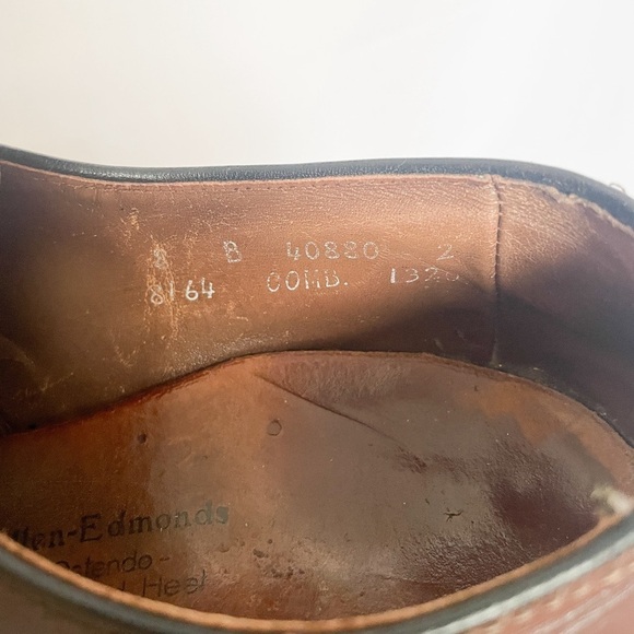 Allen Edmonds Pair Globetrotter Brown Leather Shoes 8 B style 8164 - Picture 3 of 11